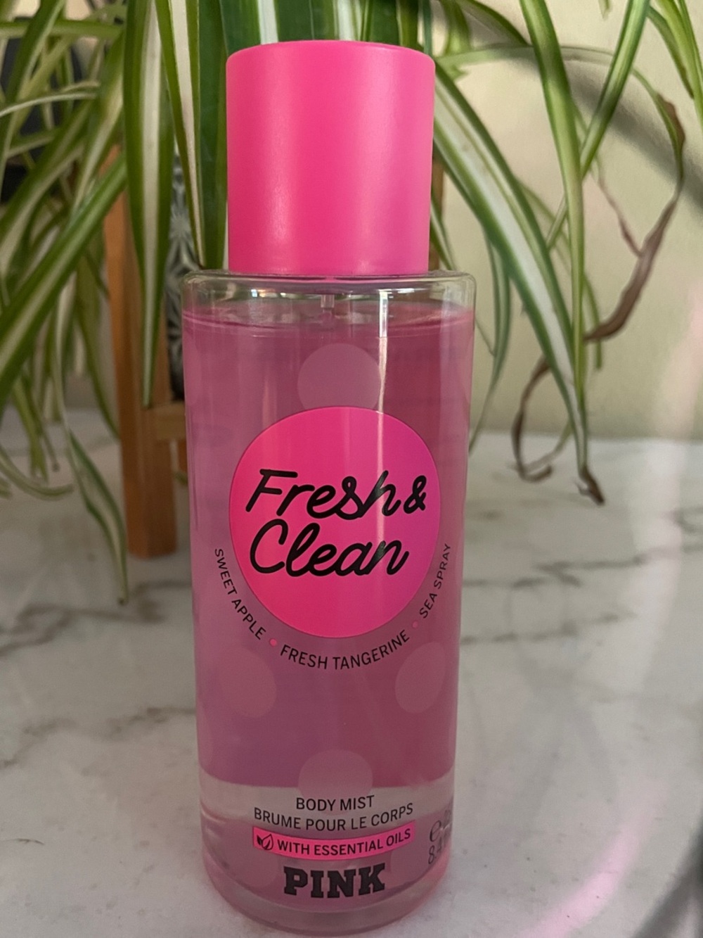 New PINK Victoria's Secret Fresh & Clean Pink Body Mist large 8.4oz